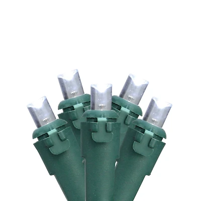 50 Pure White LED Wide Angle Christmas Lights - 16.25 ft Green Wire