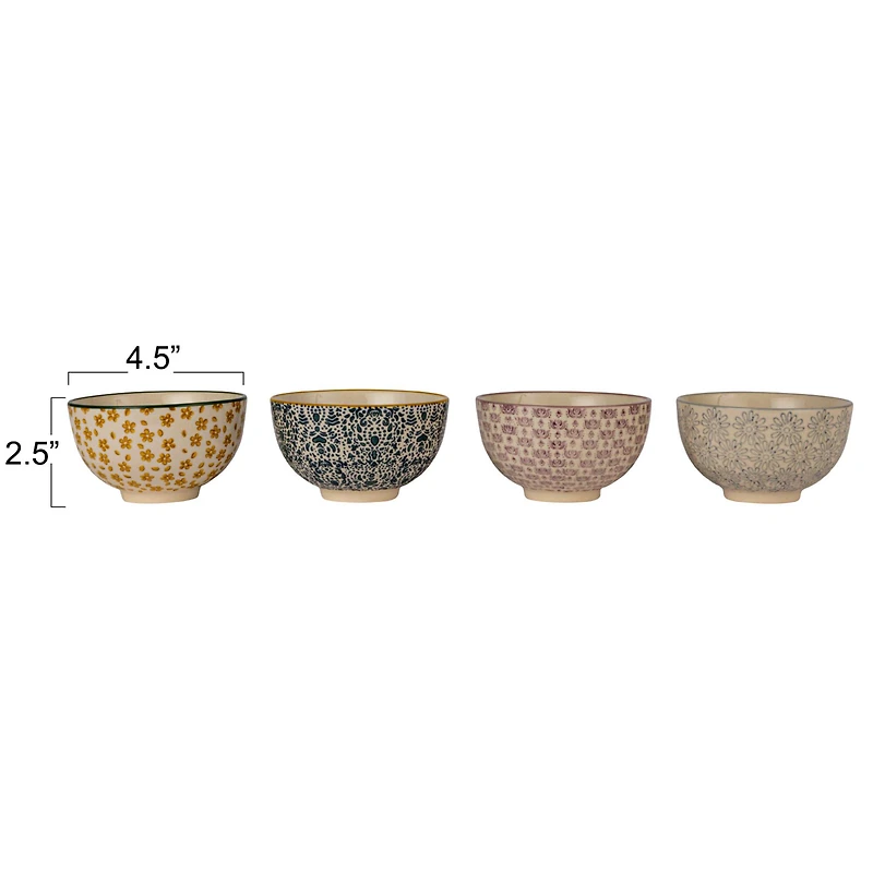 Hello Honey® 4.5" Floral Mosaic Stoneware Bowl Set