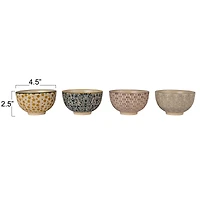 Hello Honey® 4.5" Floral Mosaic Stoneware Bowl Set