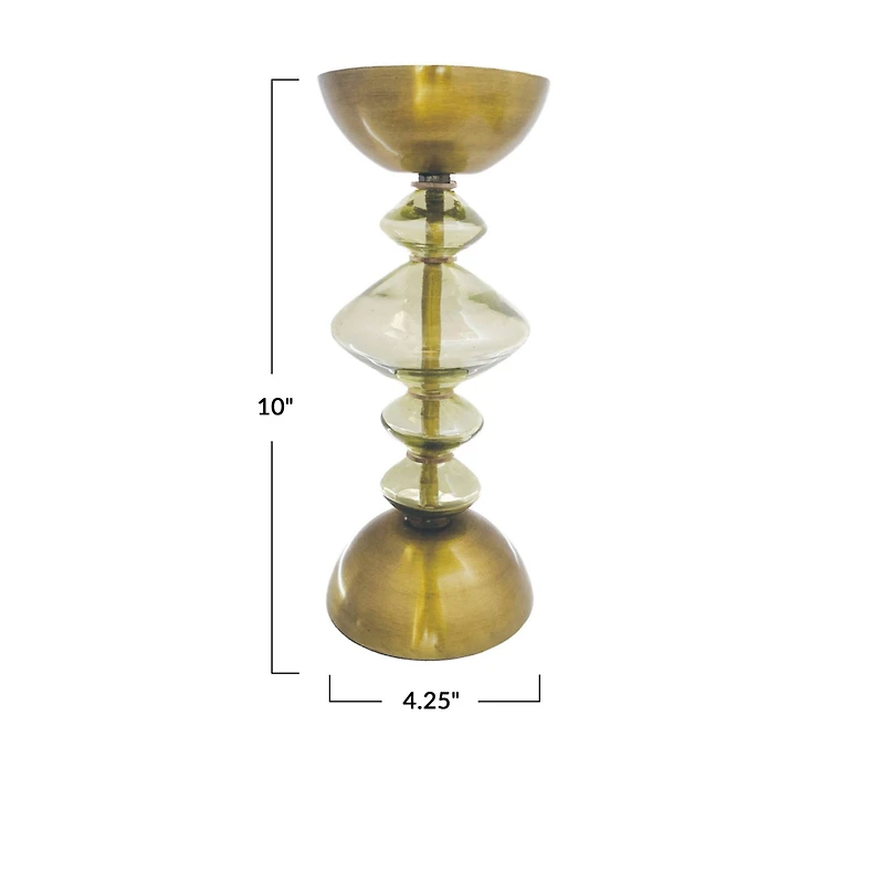 Hello Honey® Reclaimed Glass & Metal Decorative Pillar Candle Holder