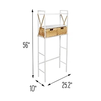 Honey Can Do 3-Tier White Decorative Over-the-Toilet Space Saver with Woven Baskets