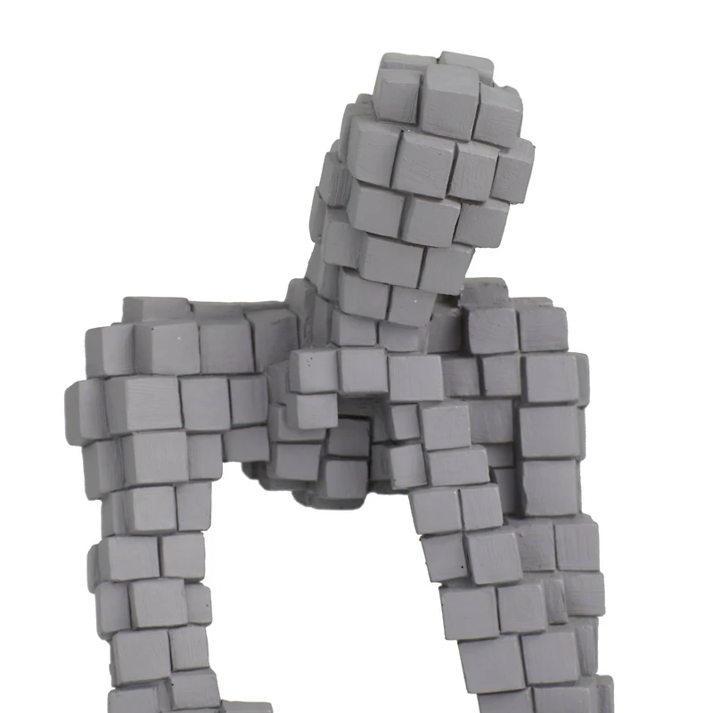 Set of 3 Grey Polystone Contemporary Sculptures, 13" x 6" x 6"