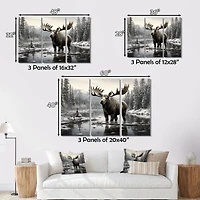 Designart "Brown White Moose Winter Majesty" Animals Wall Decor