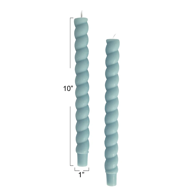 Hello Honey® 10" Light Blue Unscented Twisted Taper Candles, 2ct.