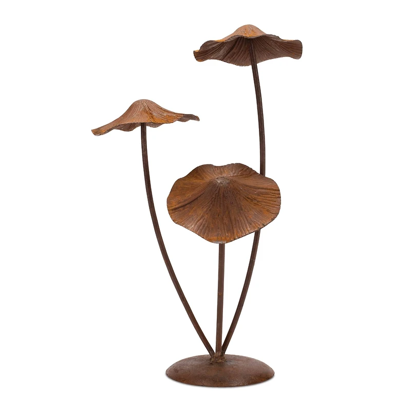 18.25" Bronze Metal Mushroom Garden Accent