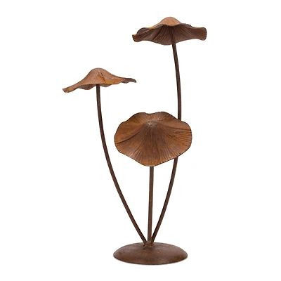 18.25" Bronze Metal Mushroom Garden Accent