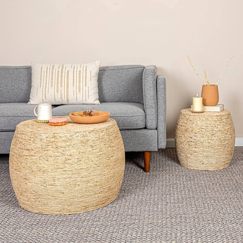 Hello Honey® 17" Natural Corn Rope Round Accent Table