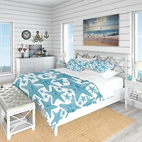 Designart 'Pattern of Blue Starfish' Coastal Bedding Set