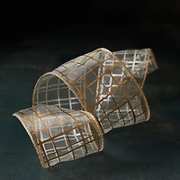 2.5" x 3yd. Wired Gold Grid Ribbon by Celebrate It™ Classic