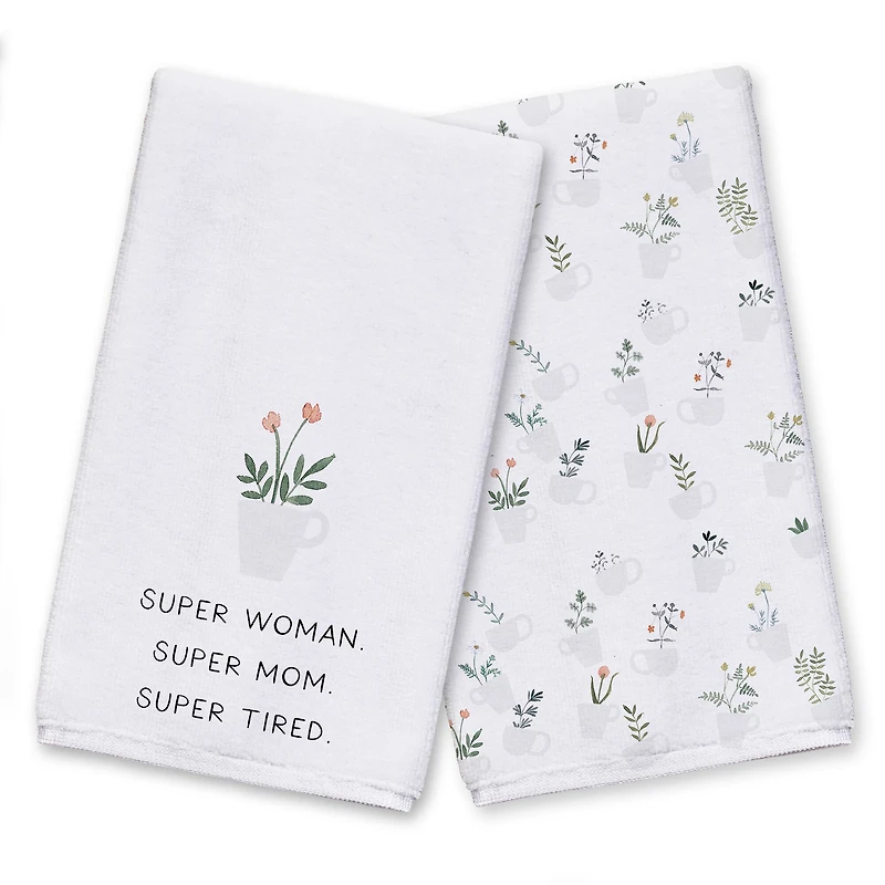 Super Woman, Super Mom, Super Tired Tea Towel Set