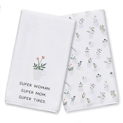 Super Woman, Super Mom, Super Tired Tea Towel Set