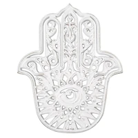 American Art Décor™ 11.5" Distressed Hamsa Hand Palm Eye Medallion Boho Wall Accent