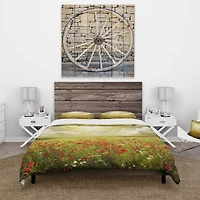 Designart 'Wild Poppies on Cloudy Background' Rustic Bedding Set