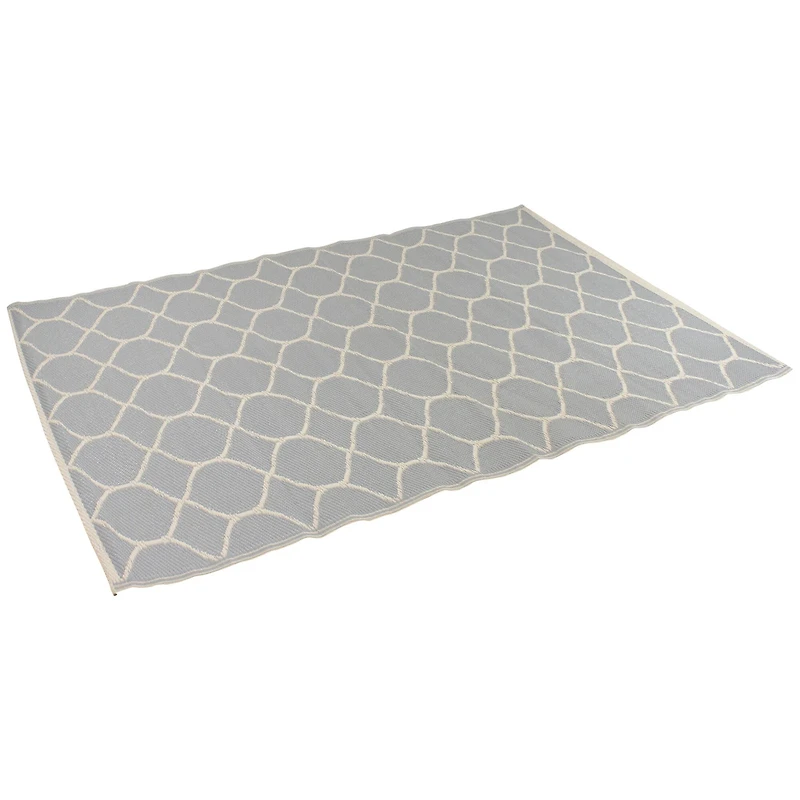 Gray & Beige Honeycomb Pattern Rectangular Outdoor Area Rug, 4ft. x 6ft.