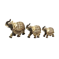 Gold Eclectic Elephant Sculpture Set