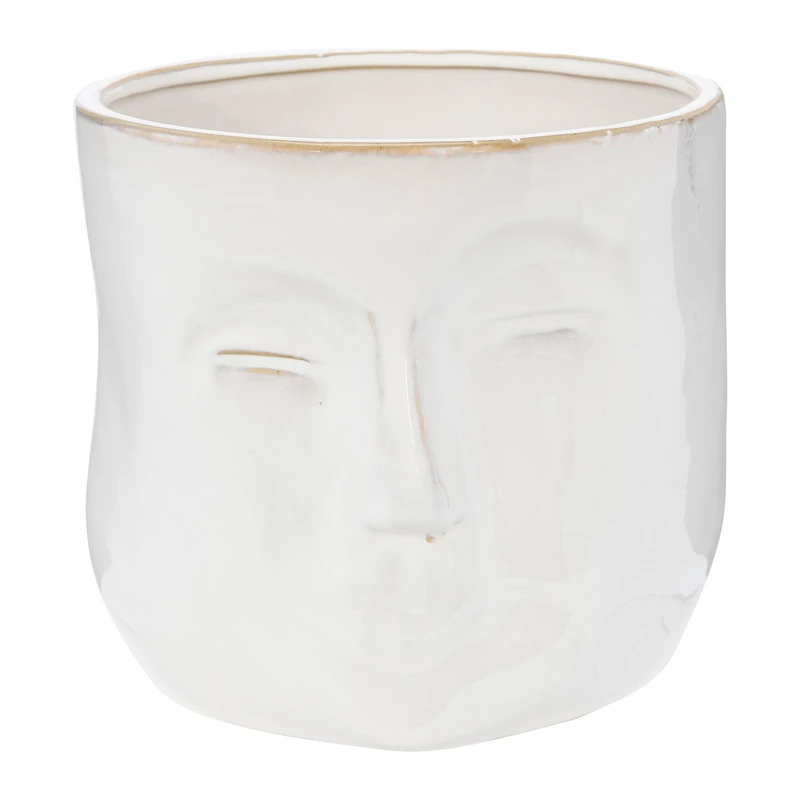 Hello Honey® 7" White Stoneware Planter with Face