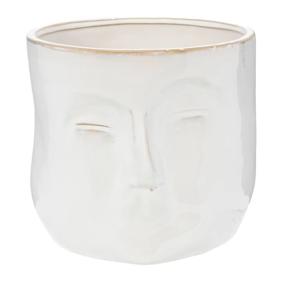 Hello Honey® 7" White Stoneware Planter with Face