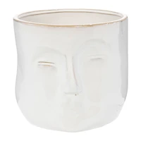 Hello Honey® 7" White Stoneware Planter with Face