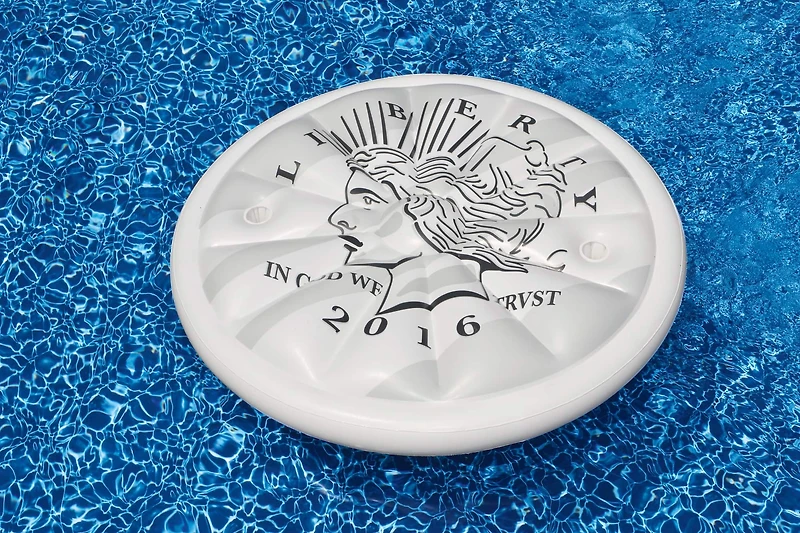 60" White & Black Inflatable Swimming Pool Floating Raft