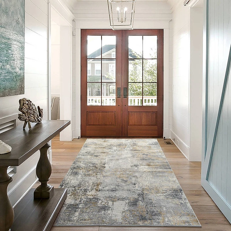 Glitzhome® 5ft. x 8ft. Gray, Ivory & Tan Abstract Area Rug