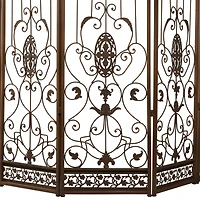 Brown Metal Eclectic Room Divider Screen, 80 " x 80 " x 1 "