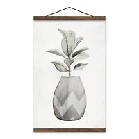 Neutral Textured Greenery Teak Hanging Canvas