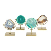 Hello Honey® 7" Marbled Turquoise Decorative Agate Slice Accent on Metal Stand