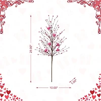 Glitzhome® 28" Valentine's Pink Berry & Heart Picks Set