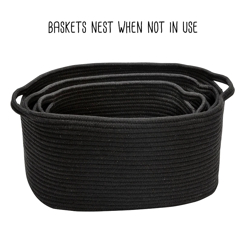 Honey Can Do Black Cotton Coil Baskets, 3ct.