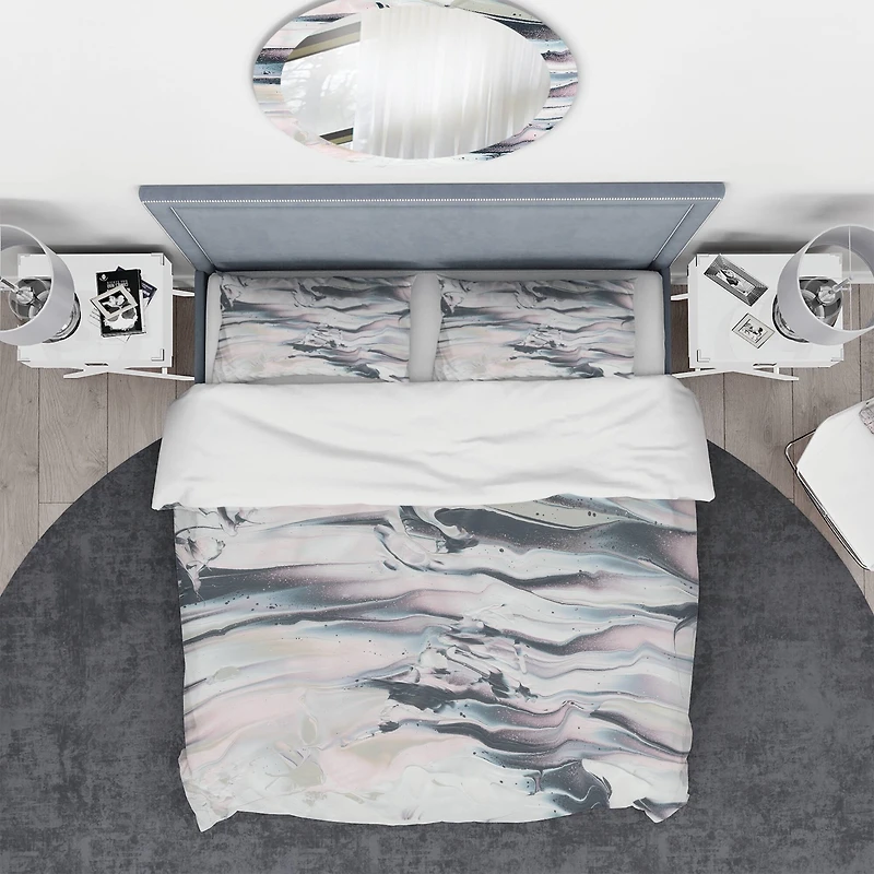 Designart 'Grey Marbling V' Geometric Bedding Set