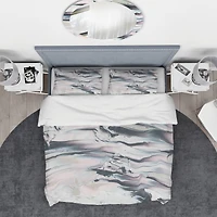 Designart 'Grey Marbling V' Geometric Bedding Set