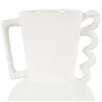 White Ceramic Vase Set with Wavy Handles