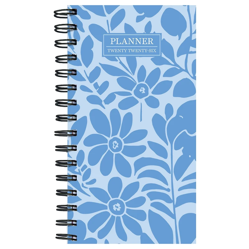 2026 Blue Blooms Small Weekly Monthly Planner