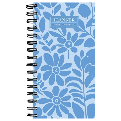 2026 Blue Blooms Small Weekly Monthly Planner