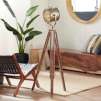 71" Brown Wood Industrial Floor Lamp