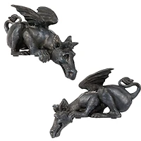 Design Toscano 3.5" Whittingford the Chagrined Sitting Dragon Sculpture Set 
