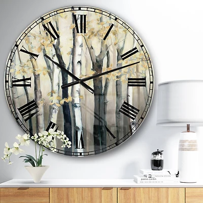 Designart 'Golden Birch Forest Iii Traditional Wall Clock