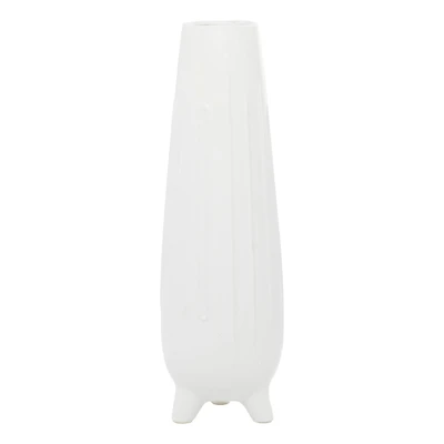 CosmoLiving by Cosmopolitan White Ceramic Contemporary Vase, 6" x 20"