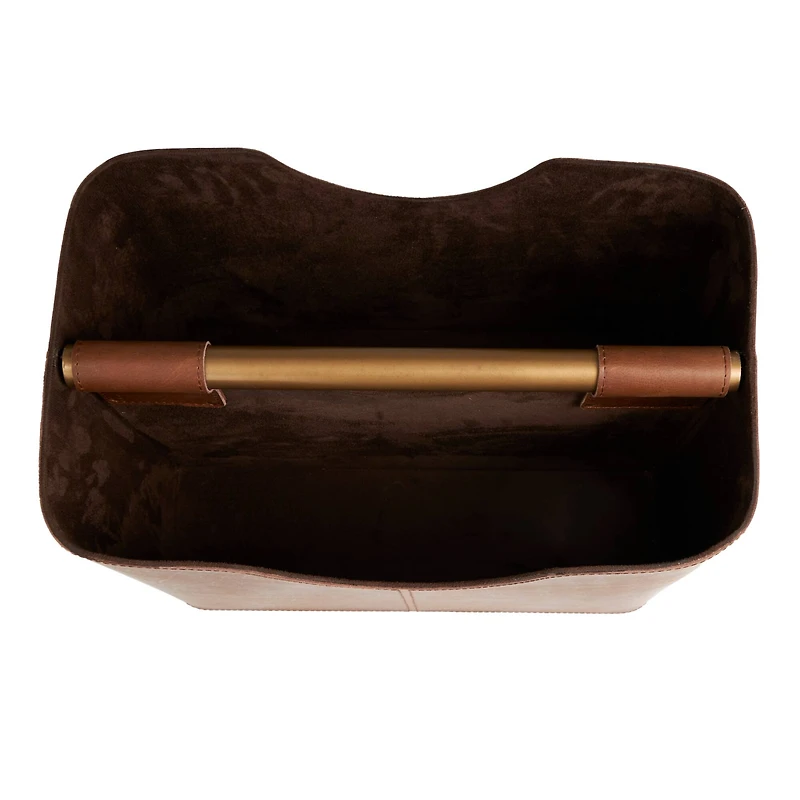 16" Brown Leather Magazine Holder
