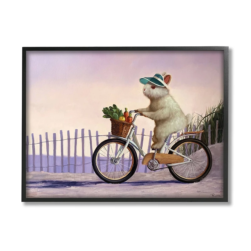 Stupell Industries Bunny Rabbit on Bike by Nautical Beach Framed Wall Art