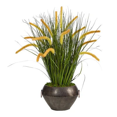 2.5ft. Onion Grass Plant in Metal Planter