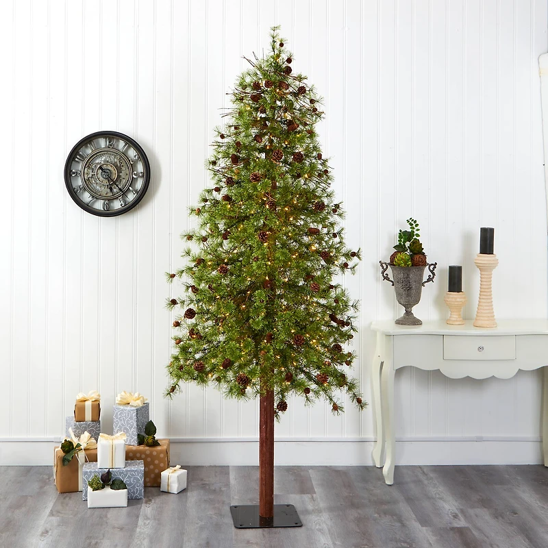 8ft. Pre-Lit Wyoming Alpine Artificial Christmas Tree, Clear LED Lights
