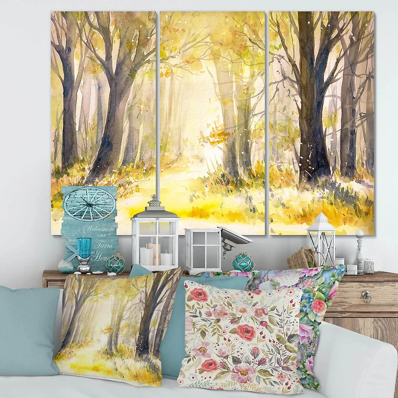 Designart - Bright Sunshine Through The Forest Trees I