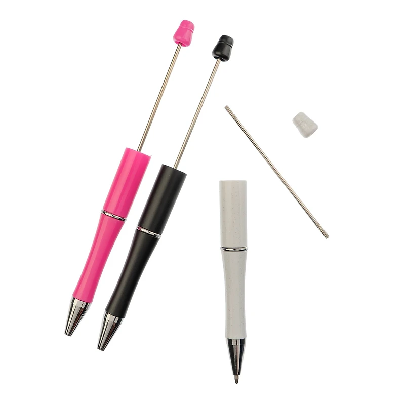 John Bead Super Cute Fuchsia, Black & White 3-Piece Beadable Pen Kit