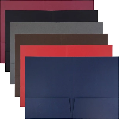 JAM Paper Assorted Color Linen Textured 2-Pocket Folders, 6ct.
