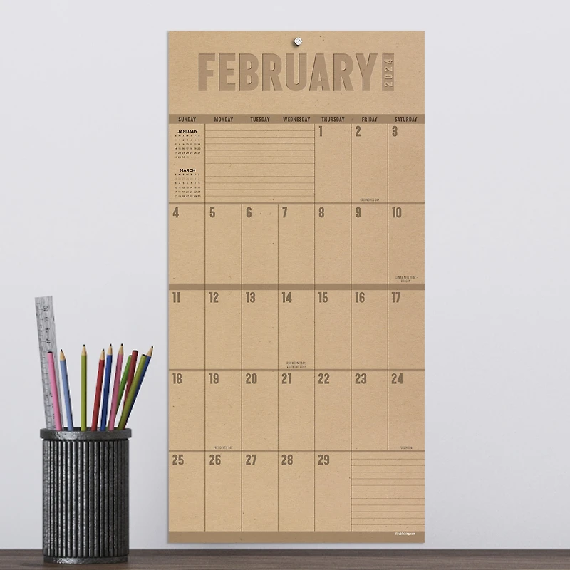 TF Publishing 2024 Big Grid-Kraft Mini Calendar