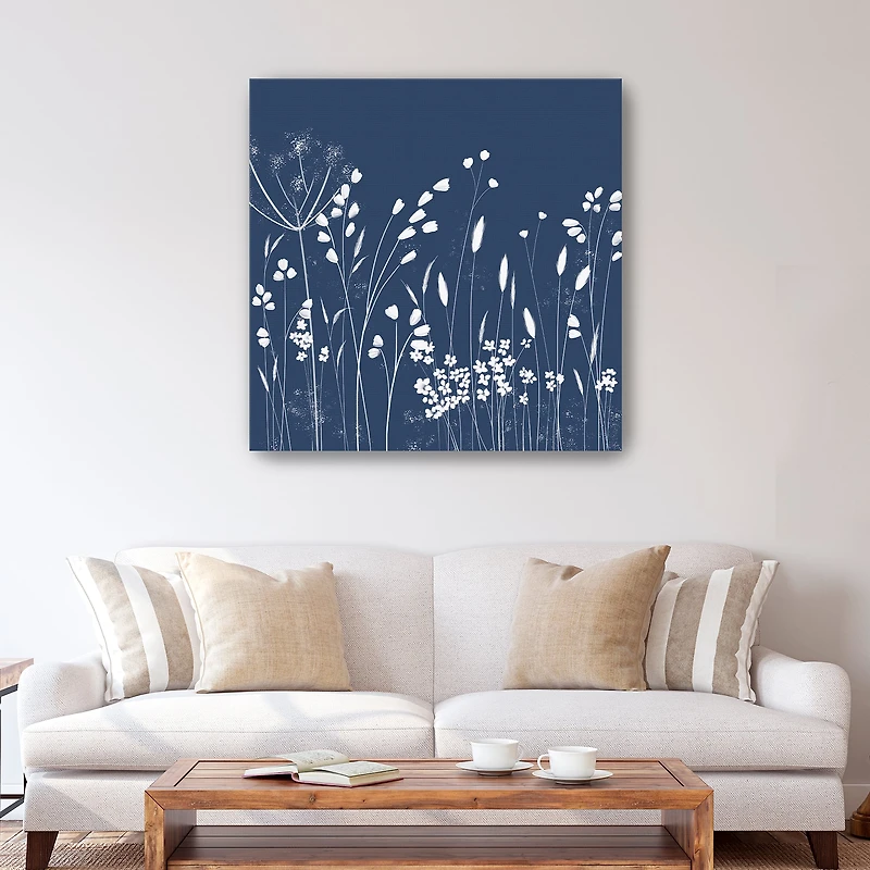 Indigo Flowers II Canvas Giclee