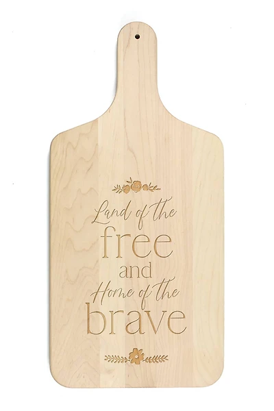 17" Land of the Free Home of the Brave Paddle Cutting Board