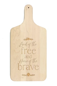 17" Land of the Free Home of the Brave Paddle Cutting Board
