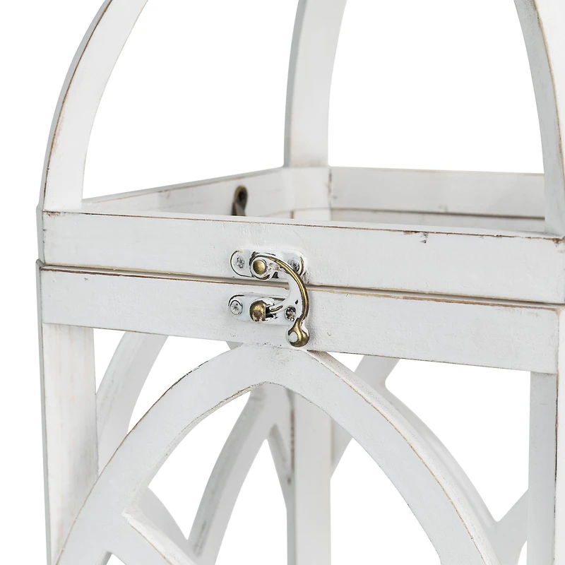 Glitzhome® Wash White Farmhouse Wooden Church Window Frame Lanterns, 2ct.